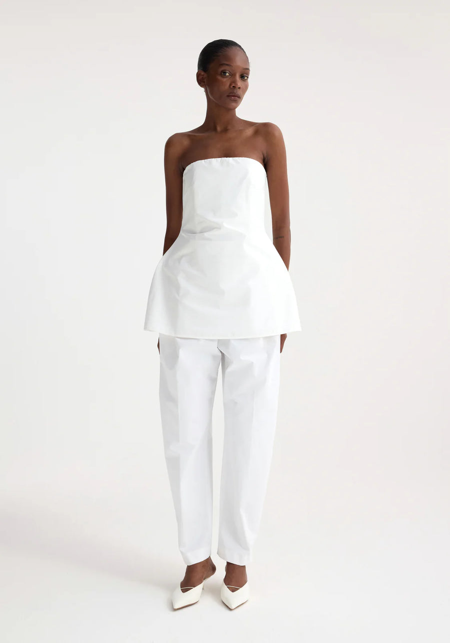 ROHE SCULPTURAL WAISTED BUSTIER IN OFF WHITE