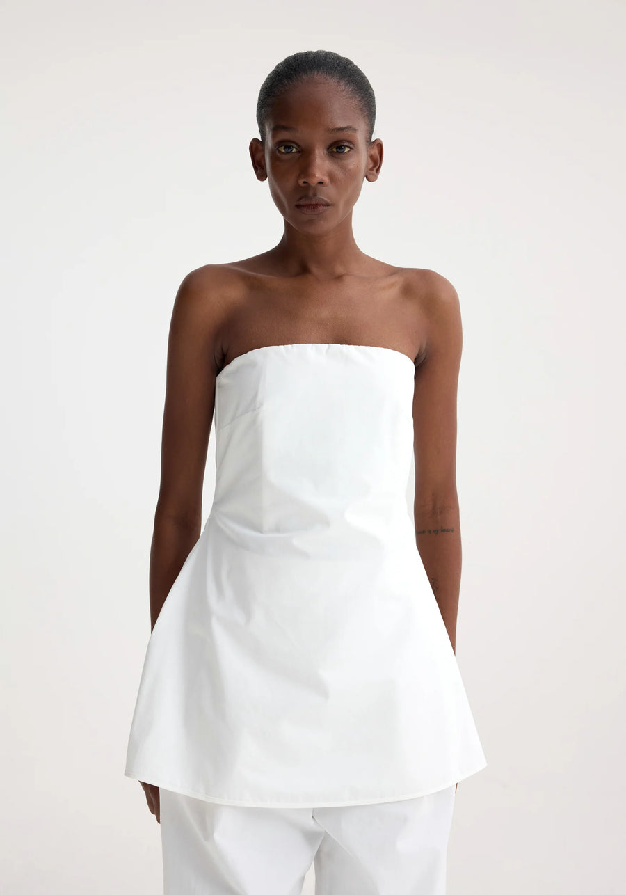 ROHE SCULPTURAL WAISTED BUSTIER IN OFF WHITE