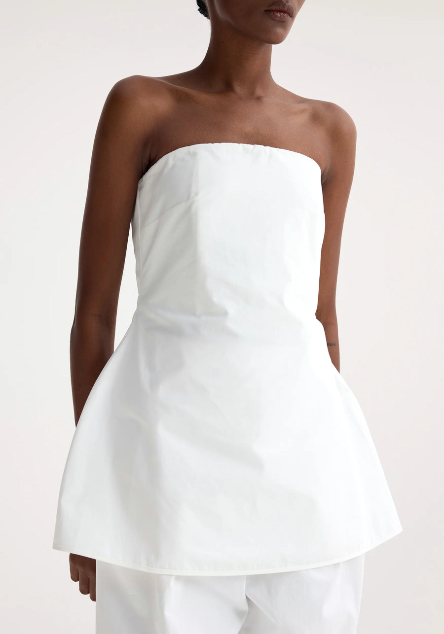 ROHE SCULPTURAL WAISTED BUSTIER IN OFF WHITE