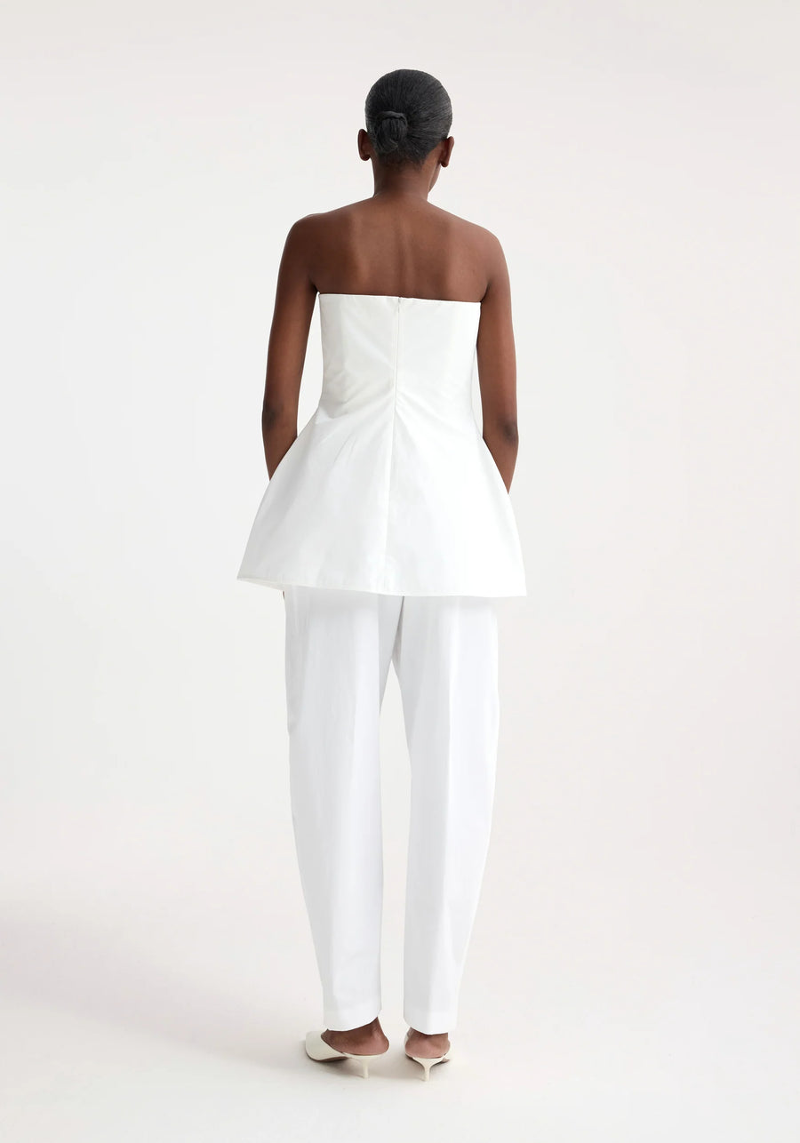 ROHE SCULPTURAL WAISTED BUSTIER IN OFF WHITE