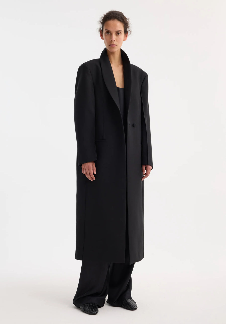 ROHE SIGNATURE OPERA COAT IN BLACK