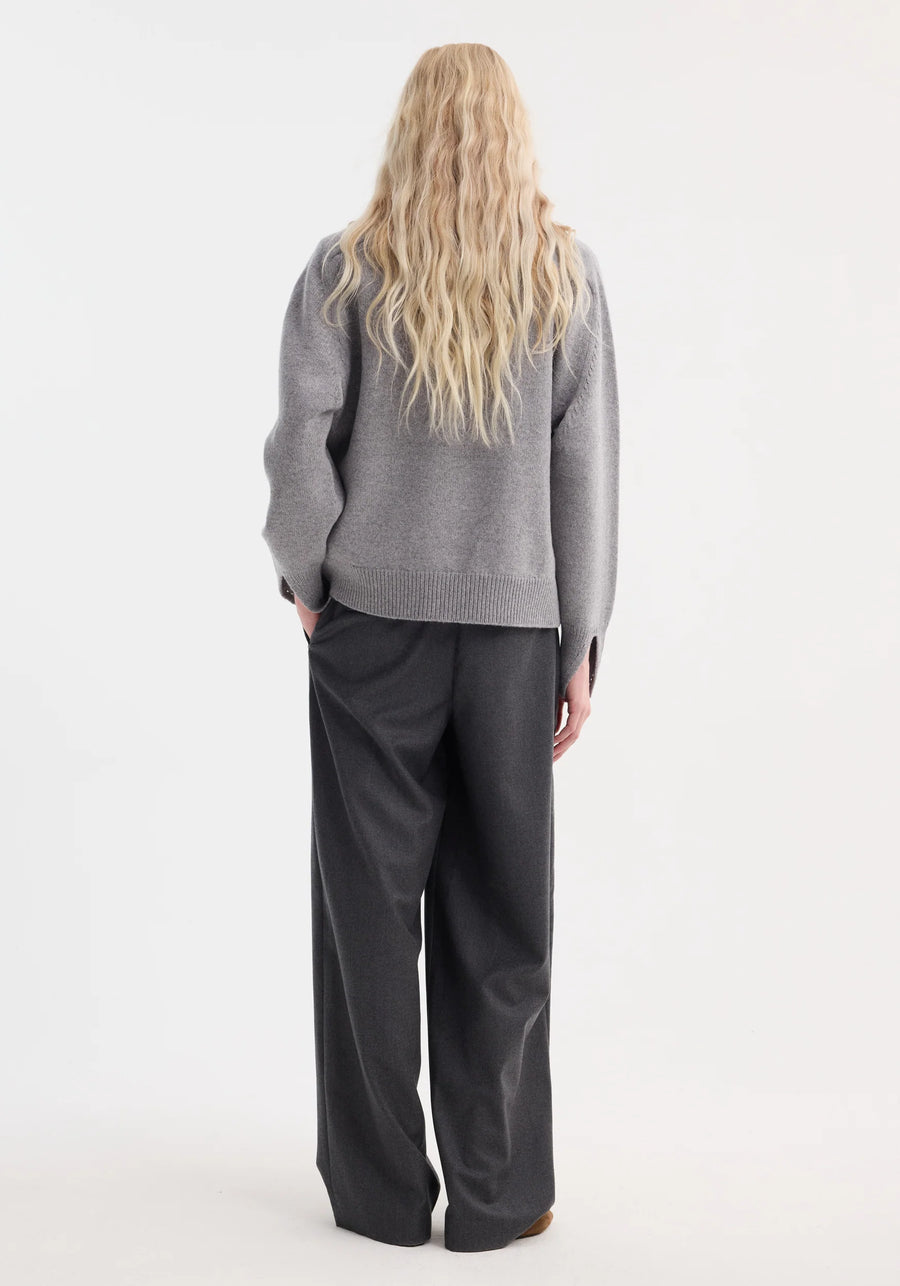 ROHE SLEEVE WRAP JUMPER IN MID-GREY MELANGE