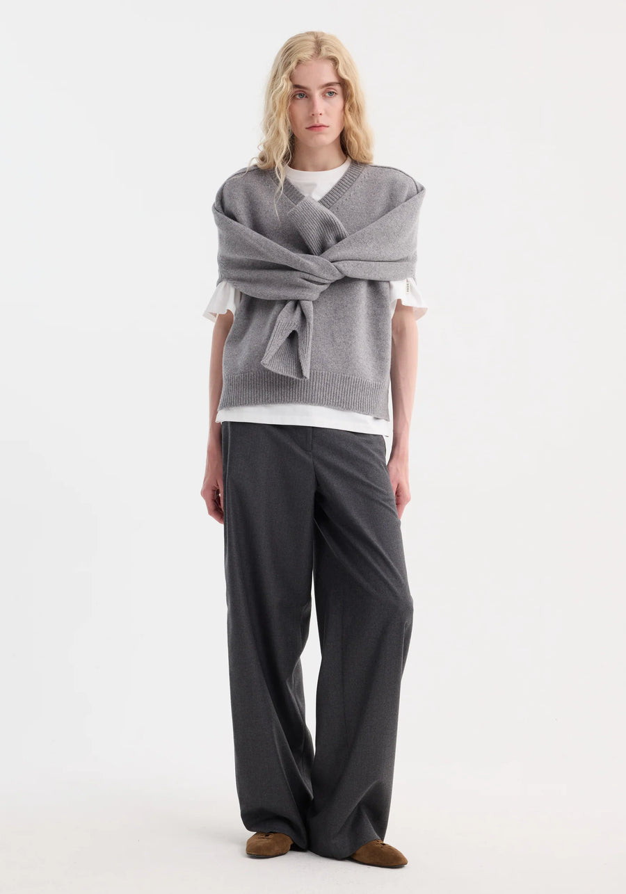 ROHE SLEEVE WRAP JUMPER IN MID-GREY MELANGE