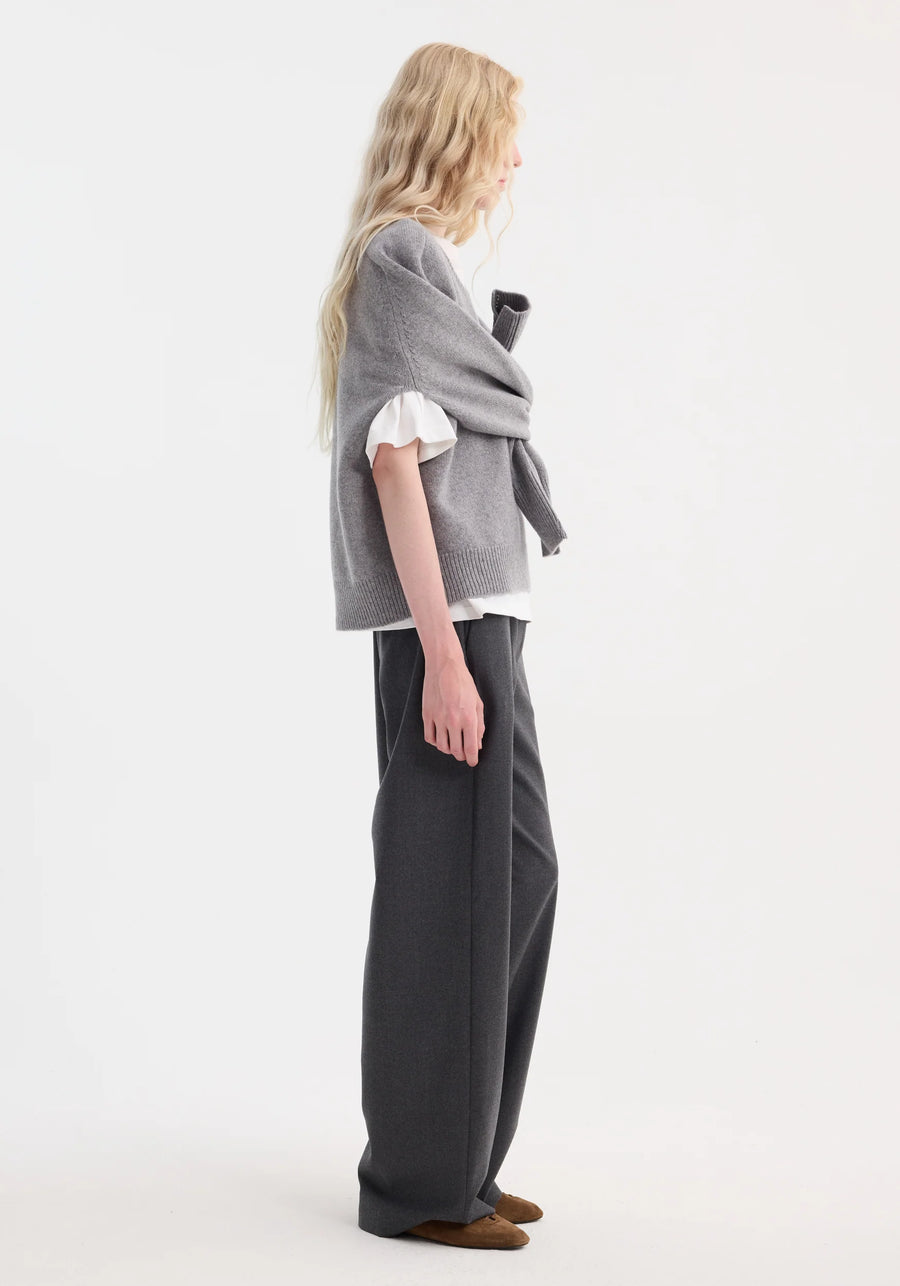 ROHE SLEEVE WRAP JUMPER IN MID-GREY MELANGE