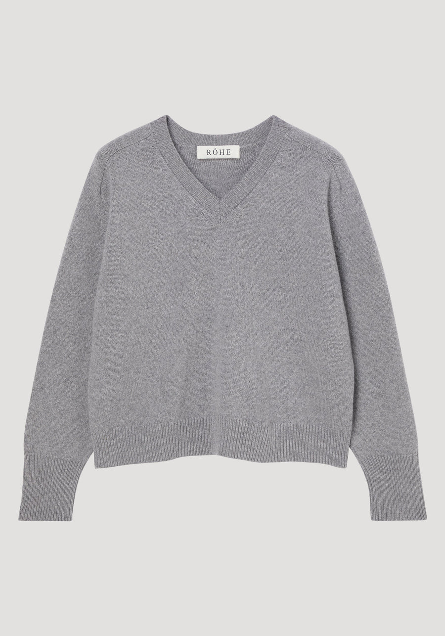 ROHE SLEEVE WRAP JUMPER IN MID-GREY MELANGE
