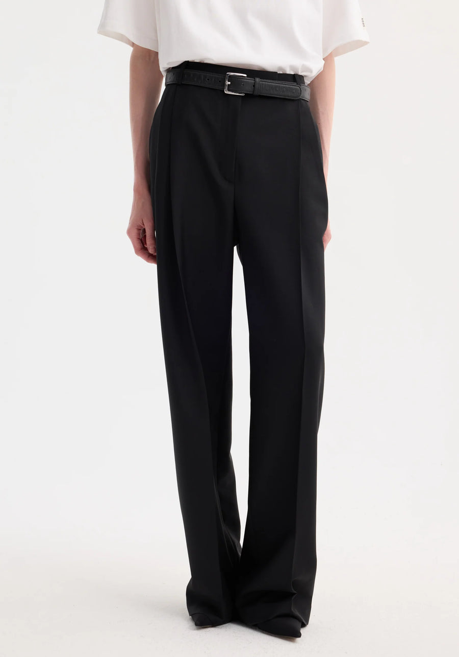 ROHE MID-WAIST TAILORED TROUSERS IN BLACK