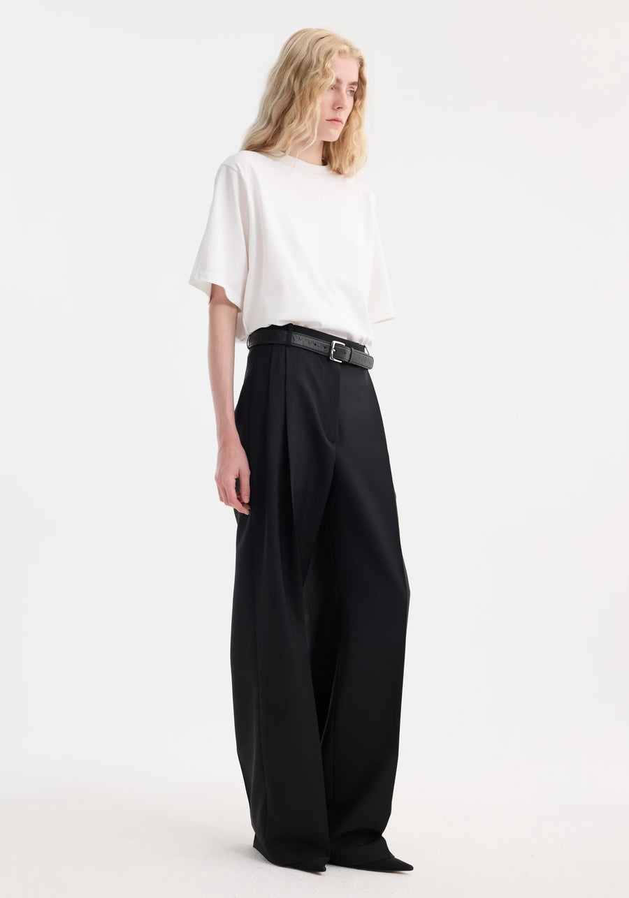 ROHE MID-WAIST TAILORED TROUSERS IN BLACK