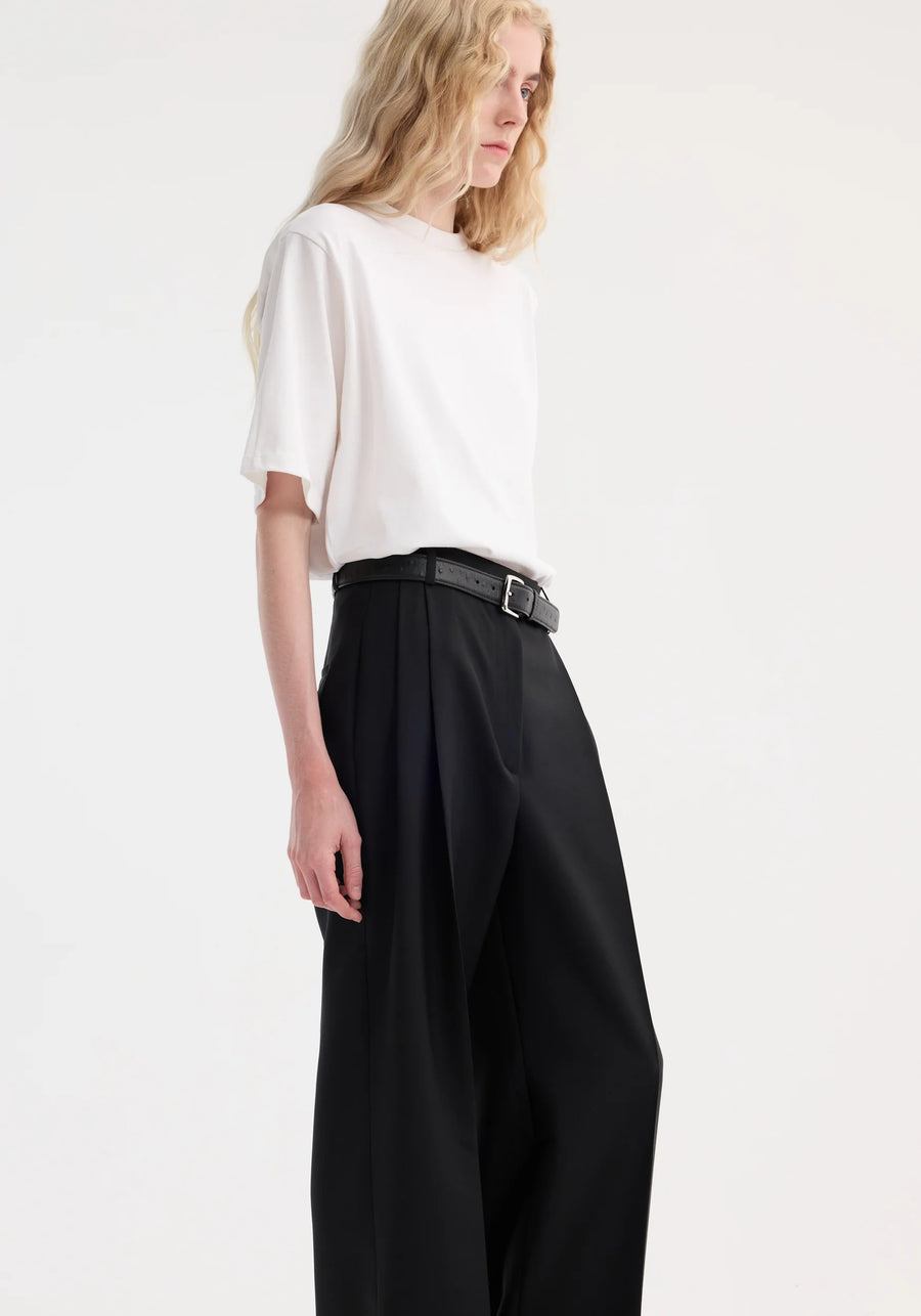 ROHE MID-WAIST TAILORED TROUSERS IN BLACK