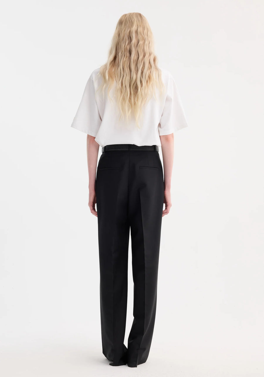 ROHE MID-WAIST TAILORED TROUSERS IN BLACK