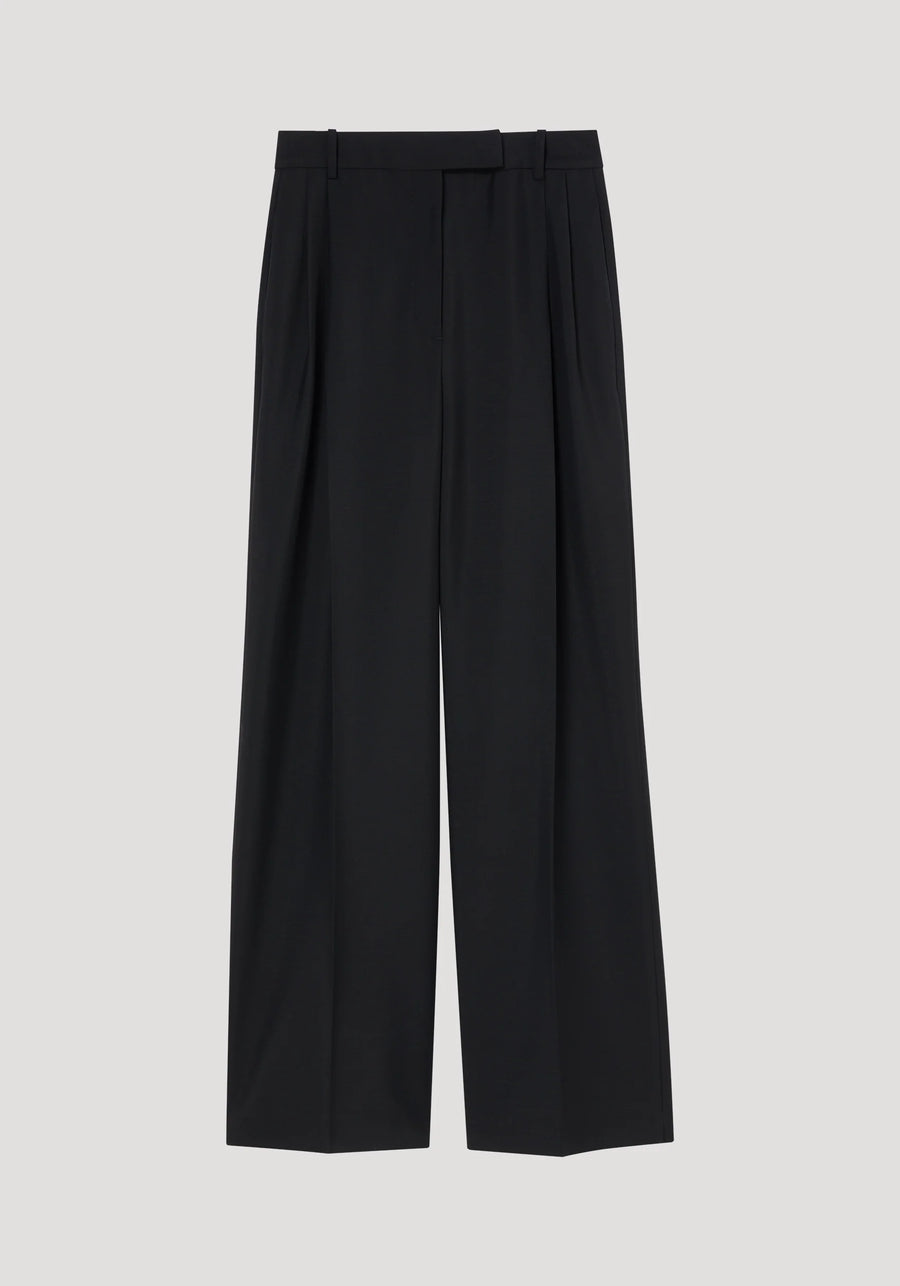 ROHE MID-WAIST TAILORED TROUSERS IN BLACK