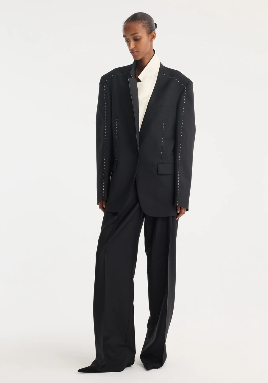 ROHE CONTRAST DETAIL BLAZER IN BLACK