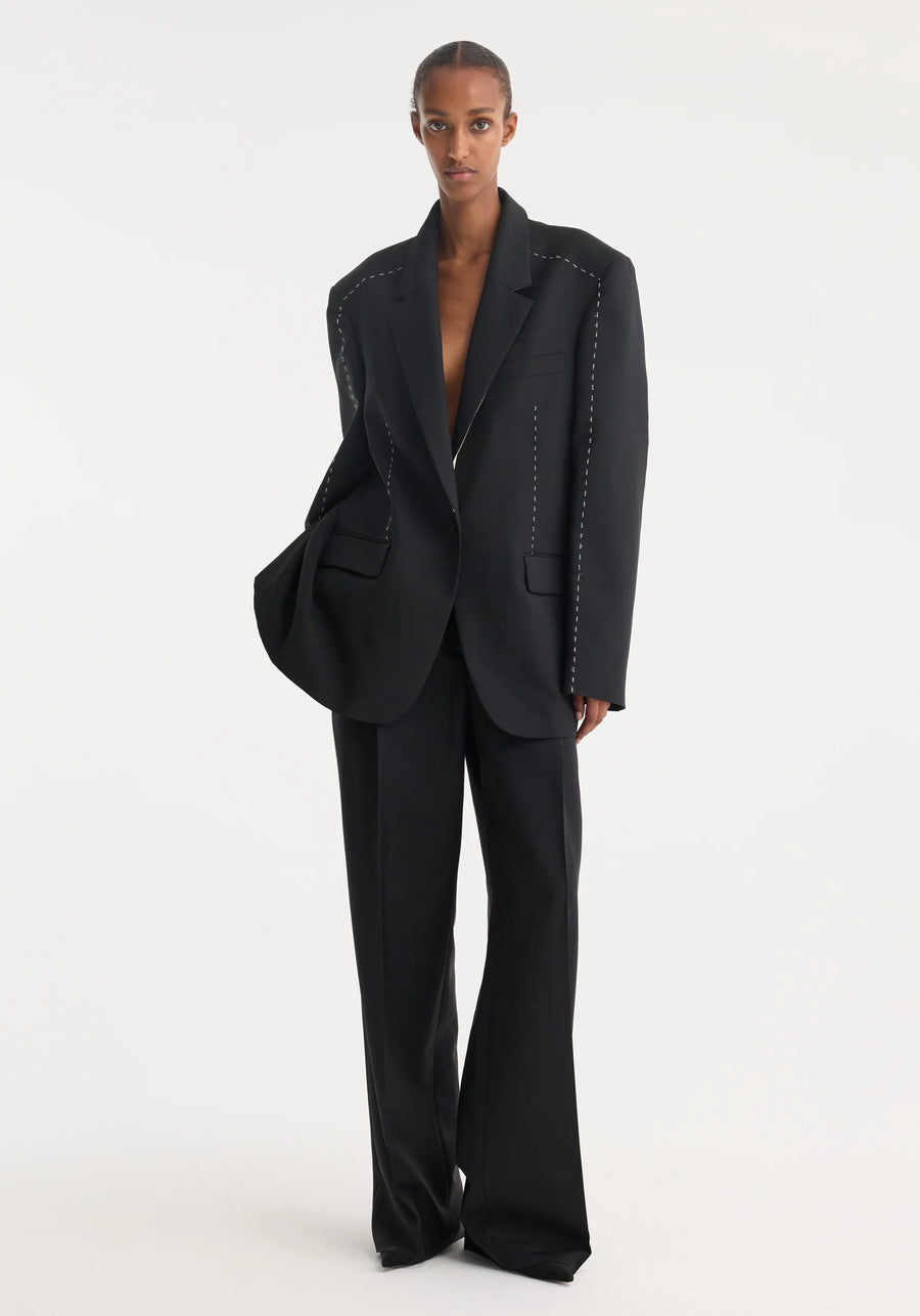 ROHE CONTRAST DETAIL BLAZER IN BLACK