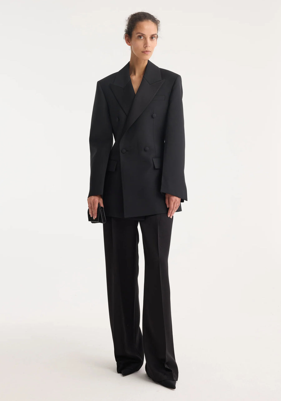 ROHE HOURGLASS TUXEDO BLAZER IN BLACK