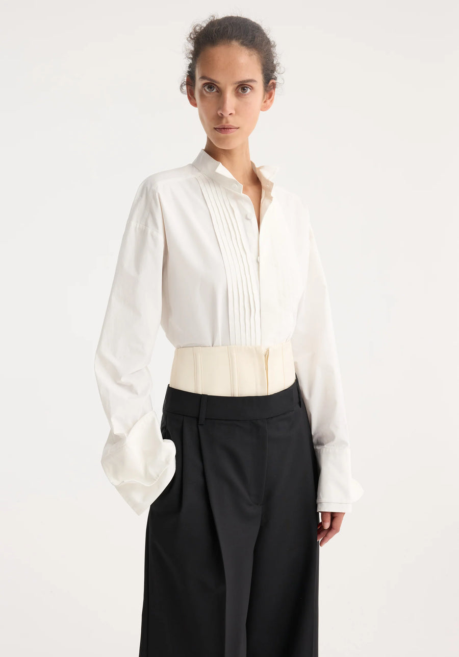 ROHE TUXEDO WIRED SHAPE SHIRT IN OPTIC WHITE