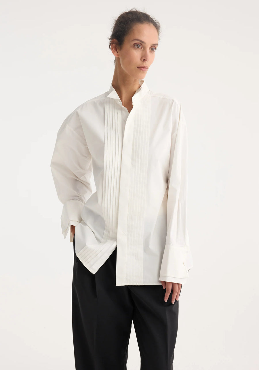 ROHE TUXEDO WIRED SHAPE SHIRT IN OPTIC WHITE