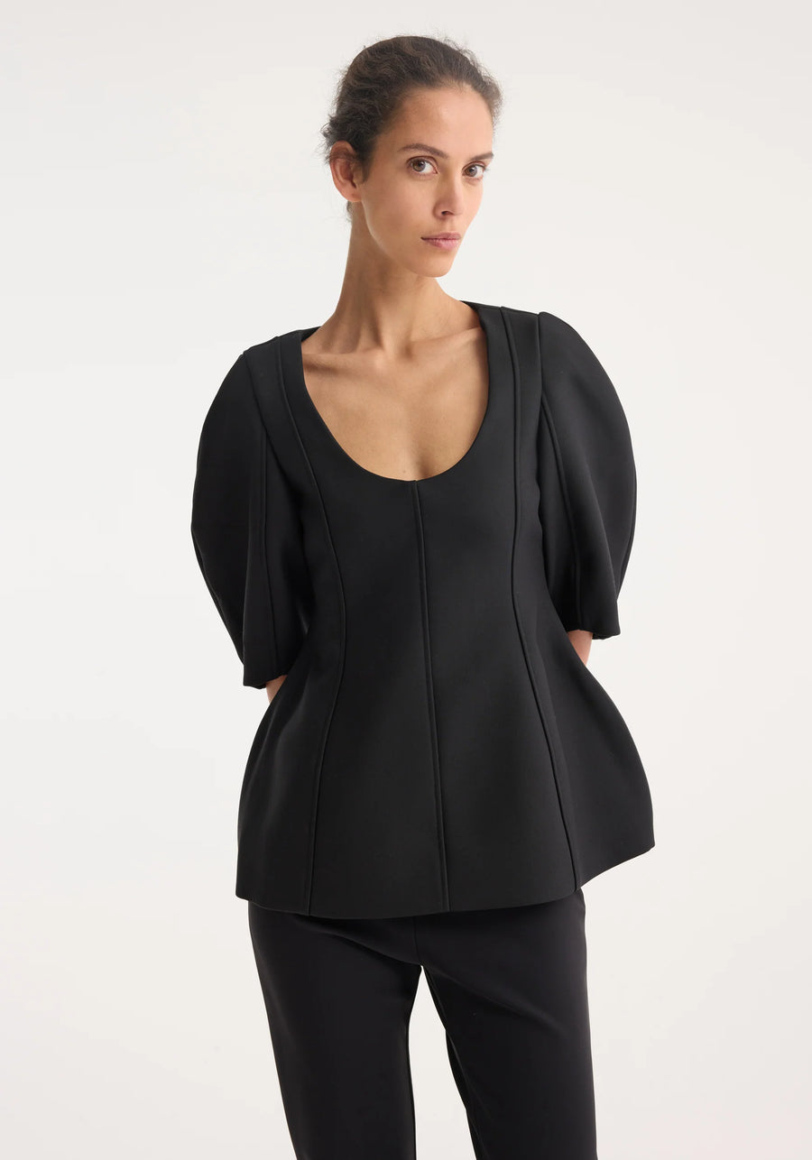 ROHE SCULPTURAL TOP IN BLACK