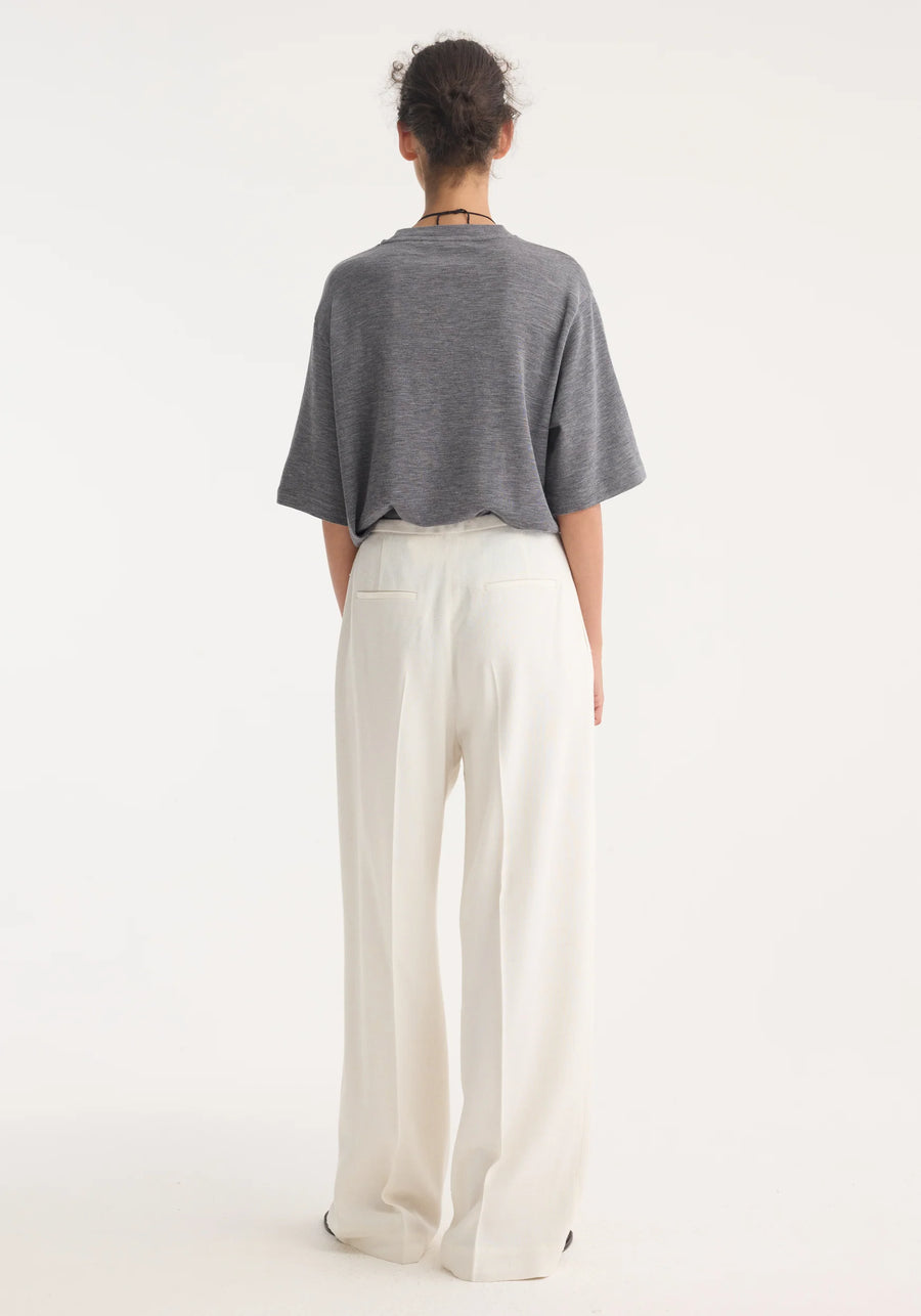 ROHE OVERSIZED SOFT MERINO T-SHIRT IN GREY MELANGE