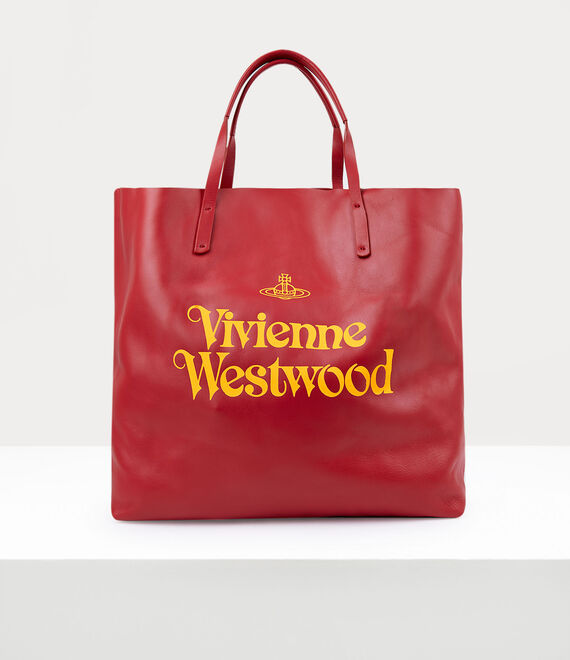 VIVIENNE WESTWOOD STUDIO SHOPPER BAG IN RED/YELLOW
