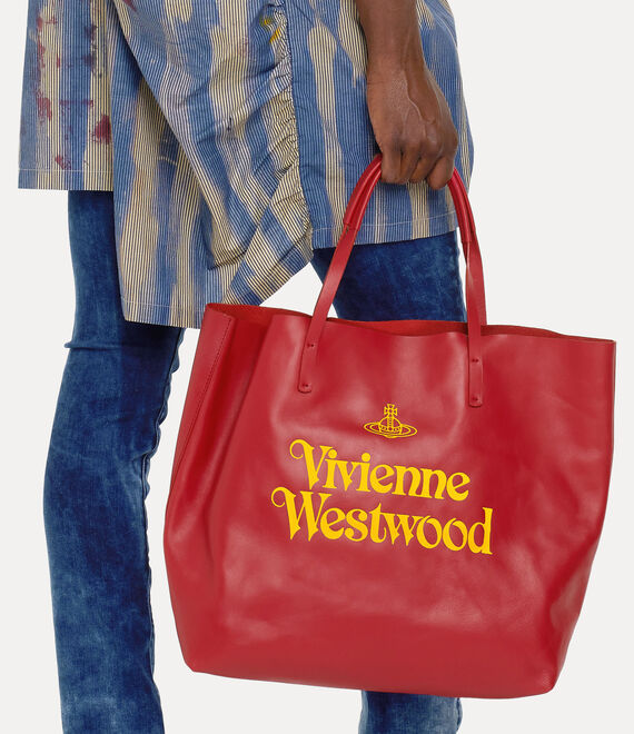 VIVIENNE WESTWOOD STUDIO SHOPPER BAG IN RED/YELLOW