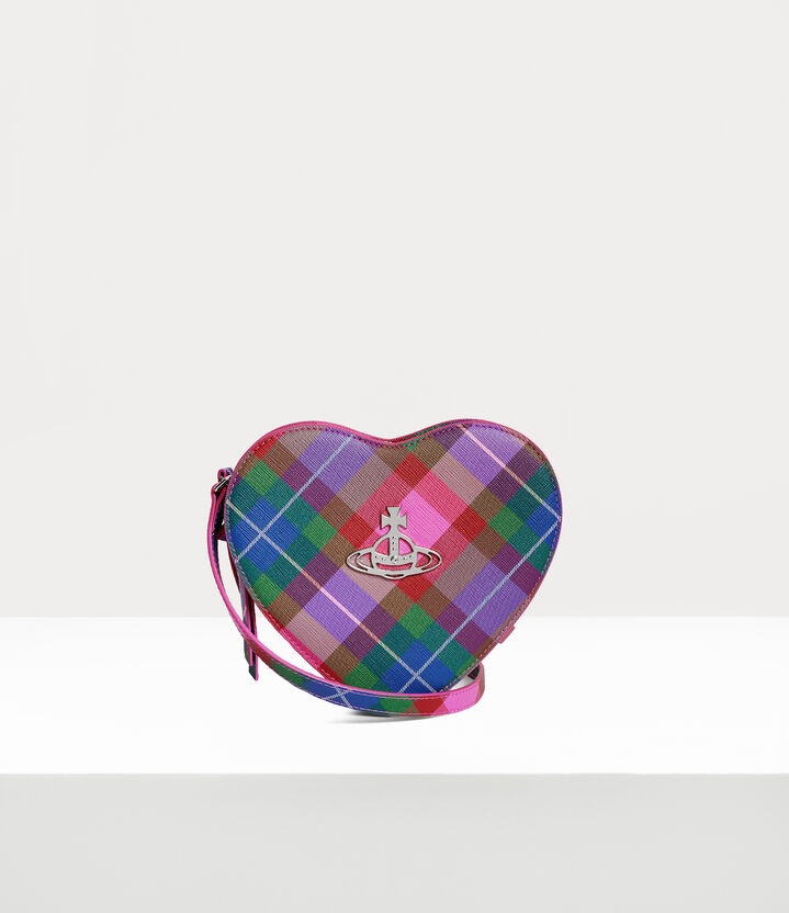 VIVIENNE WESTWOOD MINI HEART CROSSBODY IN CANDY TARTAN