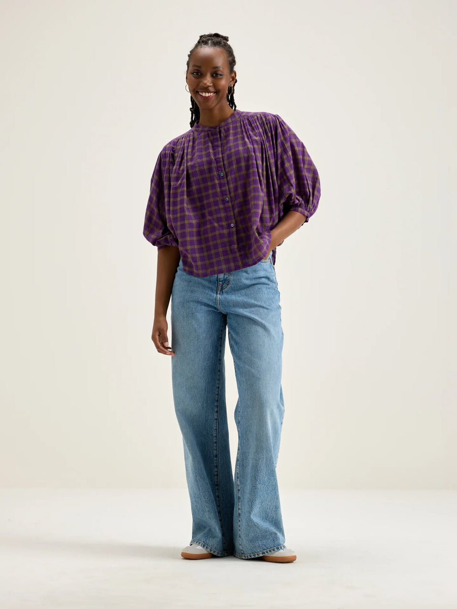 BELLEROSE INK BLOUSE IN PURPLE CHECK