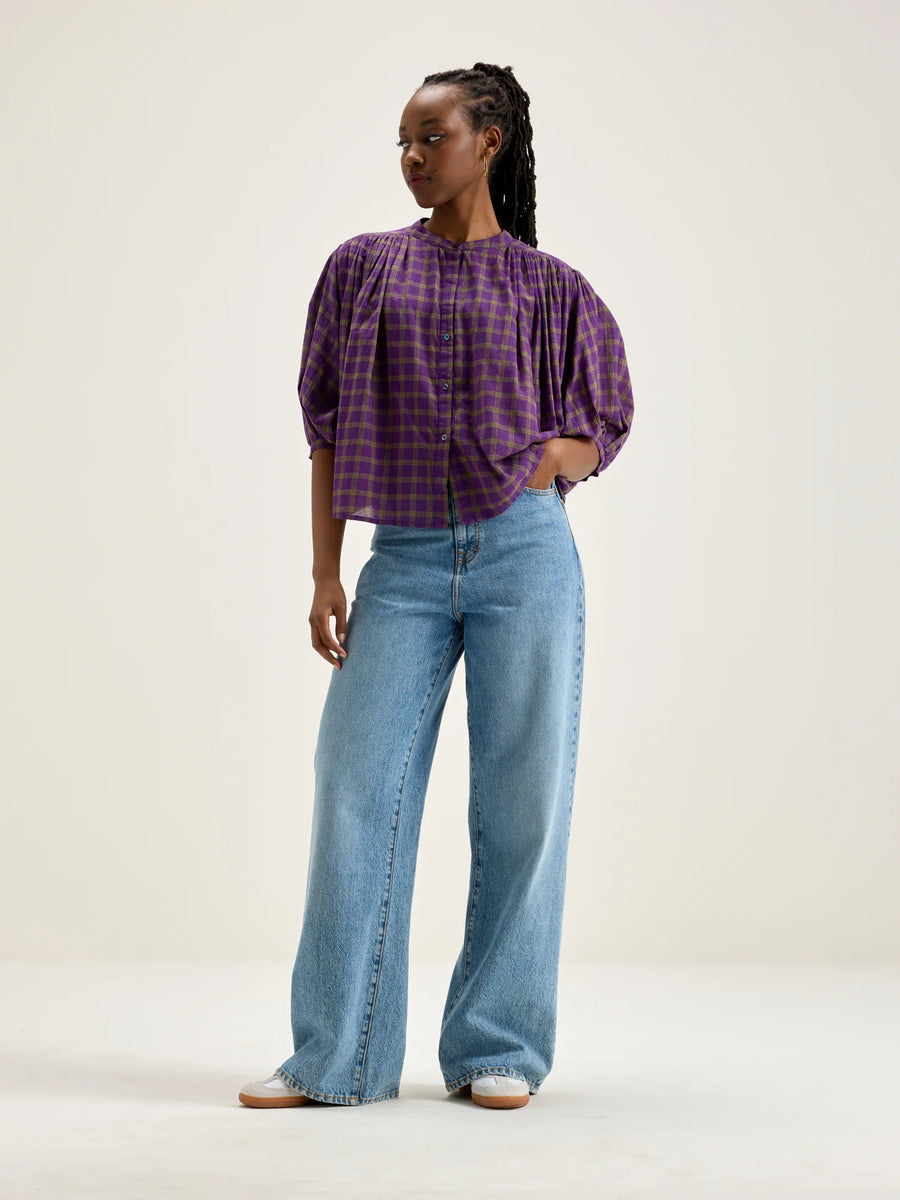 BELLEROSE INK BLOUSE IN PURPLE CHECK