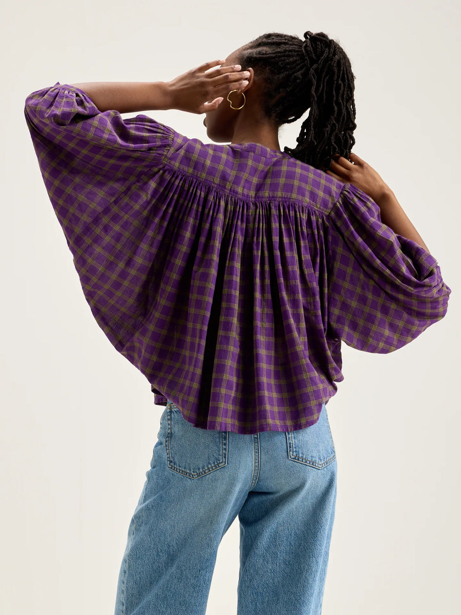 BELLEROSE INK BLOUSE IN PURPLE CHECK