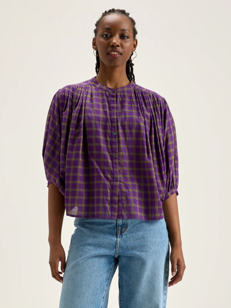 BELLEROSE INK BLOUSE IN PURPLE CHECK