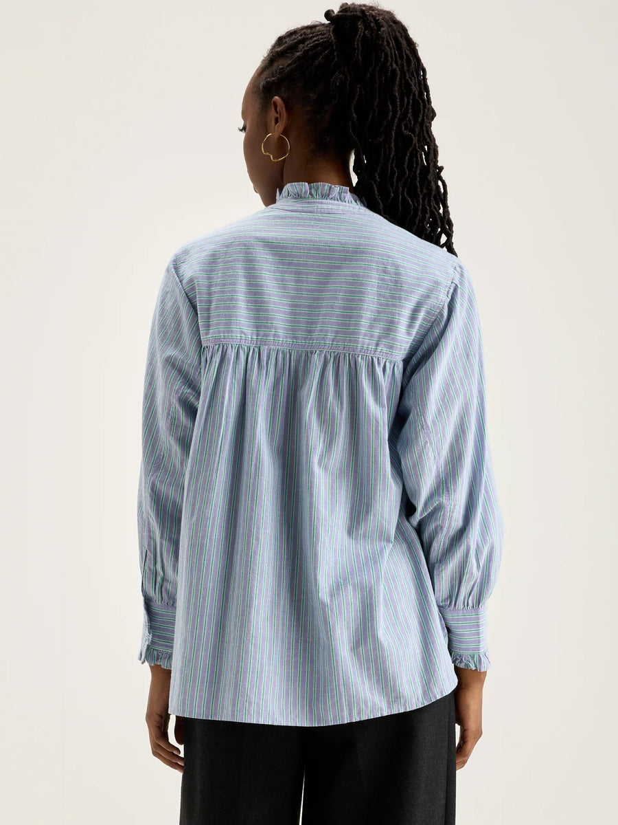 BELLEROSE CLAUDIA BLOUSE IN BLUE/GREEN STRIPE