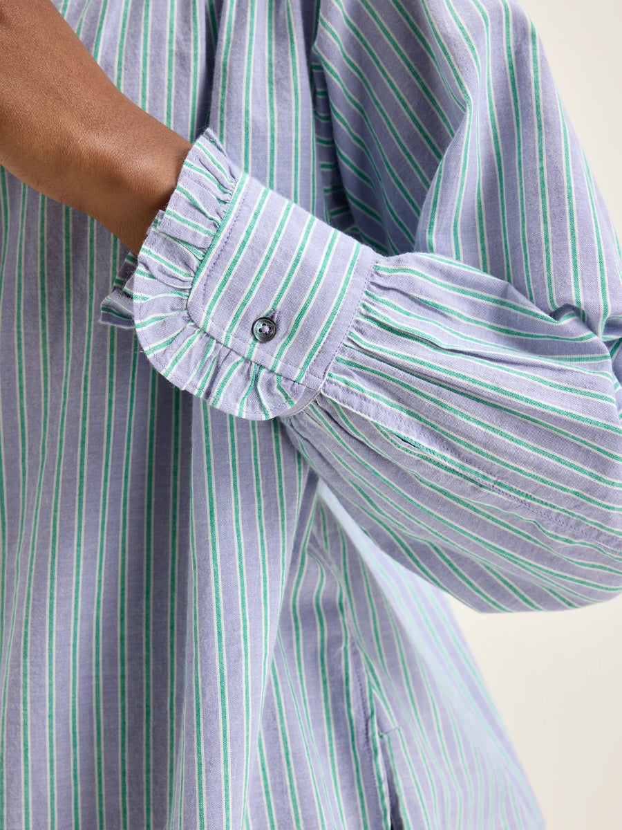 BELLEROSE CLAUDIA BLOUSE IN BLUE/GREEN STRIPE