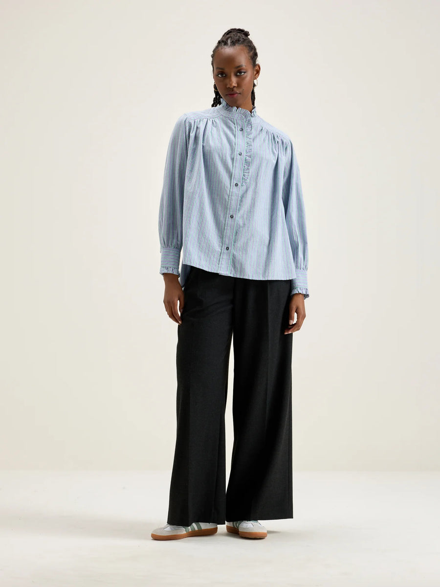 BELLEROSE CLAUDIA BLOUSE IN BLUE/GREEN STRIPE