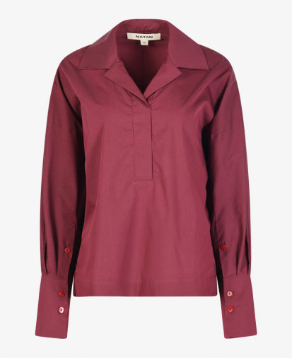 NATAN ANOUK STRETCH COTTON BLOUSE IN BORDEAUX