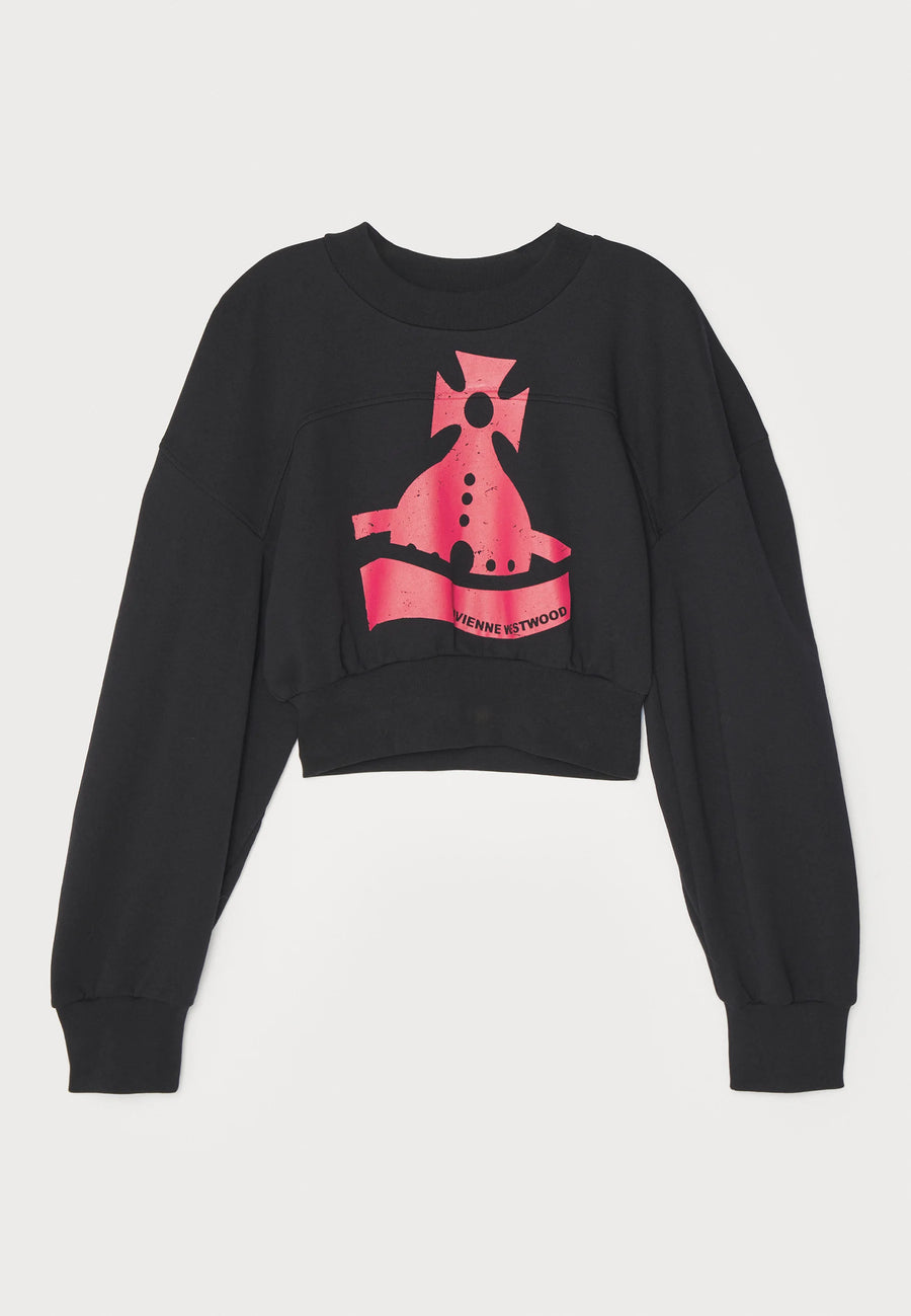 VIVIENNE WESTWOOD SUNKEN ORB CROP SANDER SWEAT IN BLACK
