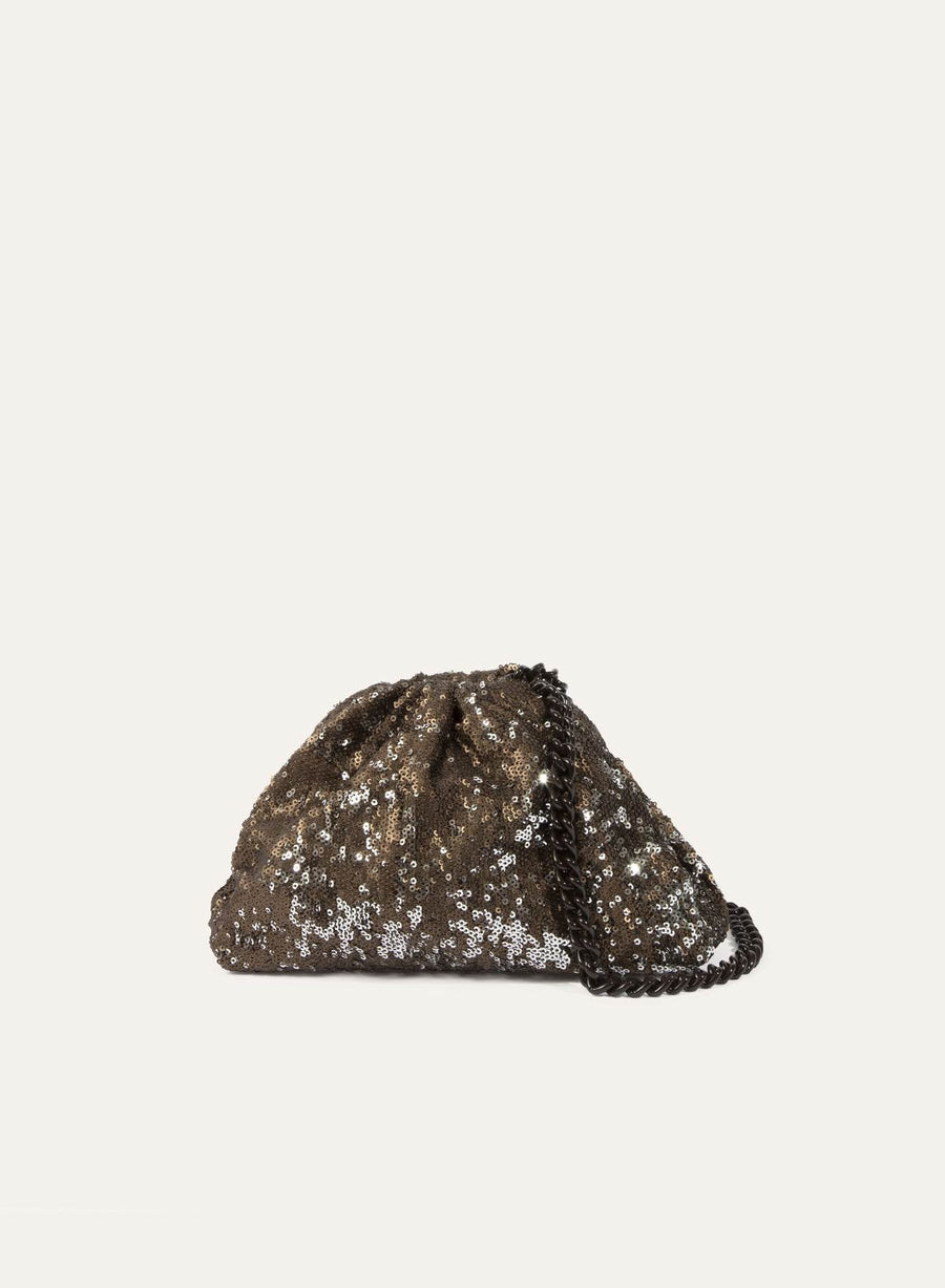 MARIA LA ROSA PAILLETTES GAME BAG SEQUINS IN DARK BROWN