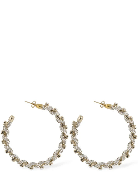 ROSANTICA CRYSTAL EMBELLISHED LARGE HOOP EARRINGS