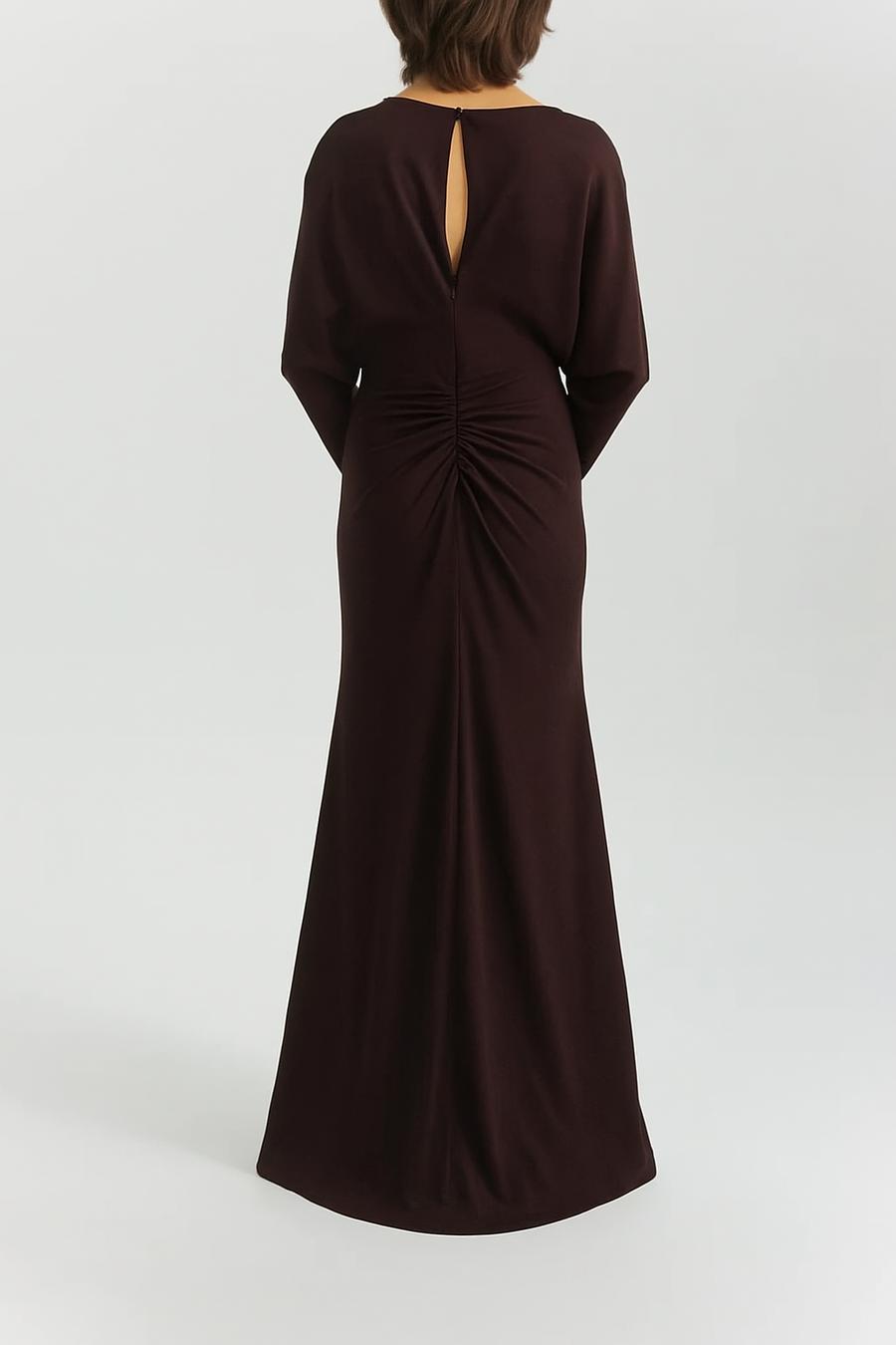 AMSALE DOLMAN SLEEVE DRESS IN RAISIN