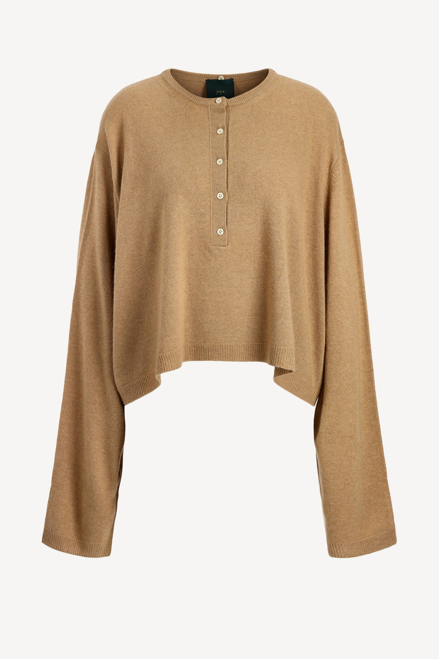 JEJIA JHONATHAN BUTTONS CROP SWEATER IN CAMEL