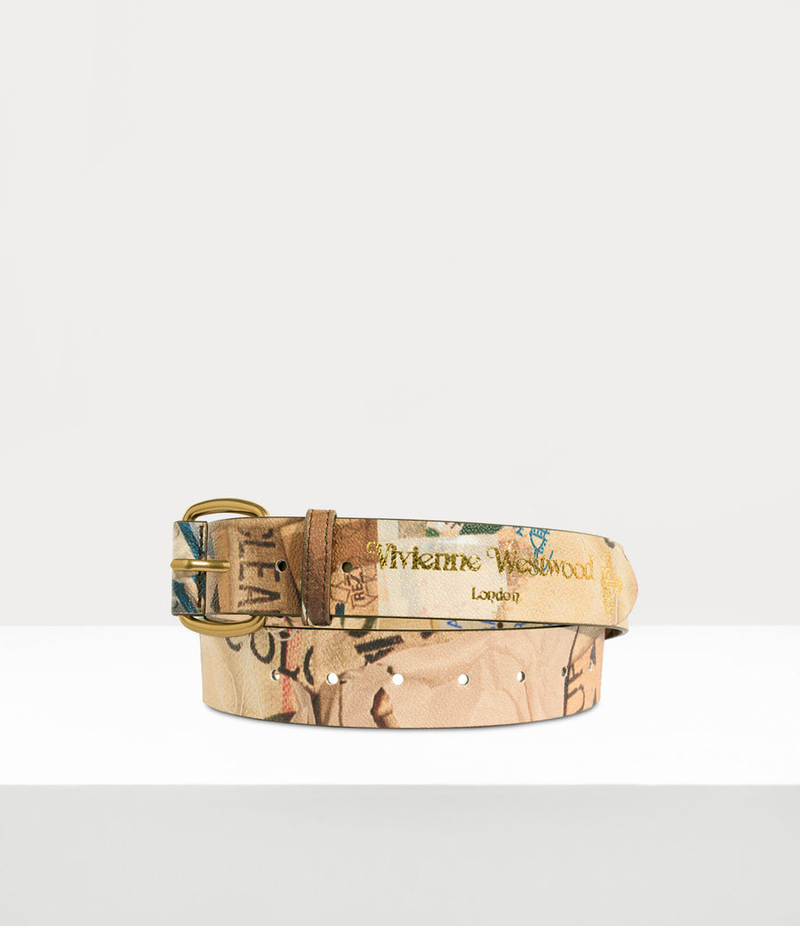 VIVIENNE WESTWOOD ROLLER BUCKLET BELT IN RUBBISH PRINT