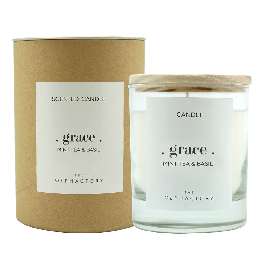 THE OLPHACTORY SCENTED CANDLE .GRACE. MINT TEA & BASIL