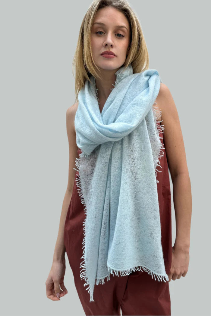 SIAN JACOBS EIGHTY CASHMERE SCARF IN PALE BLUE