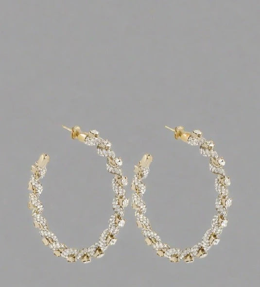 ROSANTICA CRYSTAL EMBELLISHED LARGE HOOP EARRINGS