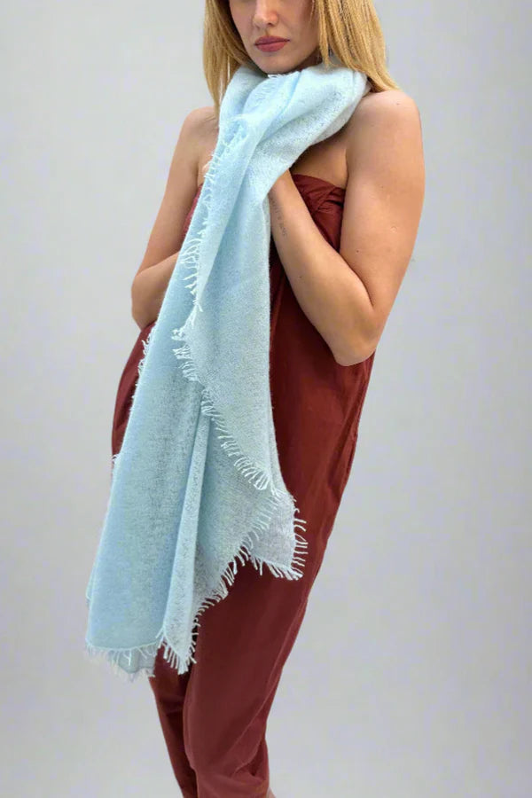 SIAN JACOBS EIGHTY CASHMERE SCARF IN PALE BLUE