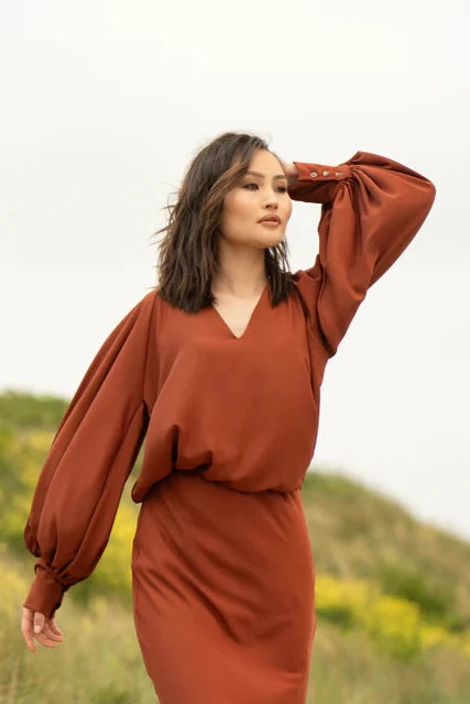 ROISIN LINNANE RIVER BLOUSE IN TOBACCO