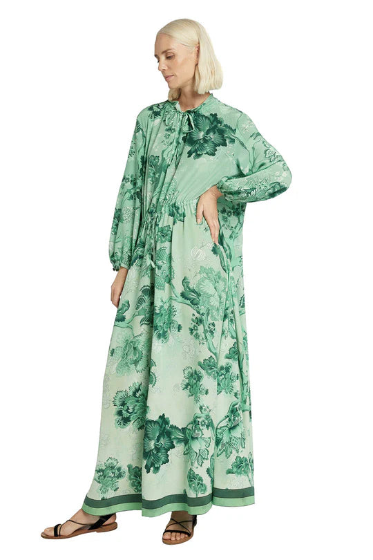 FOR RESTLESS SLEEPERS ELONE DRESS IN FLOWERS GREEN