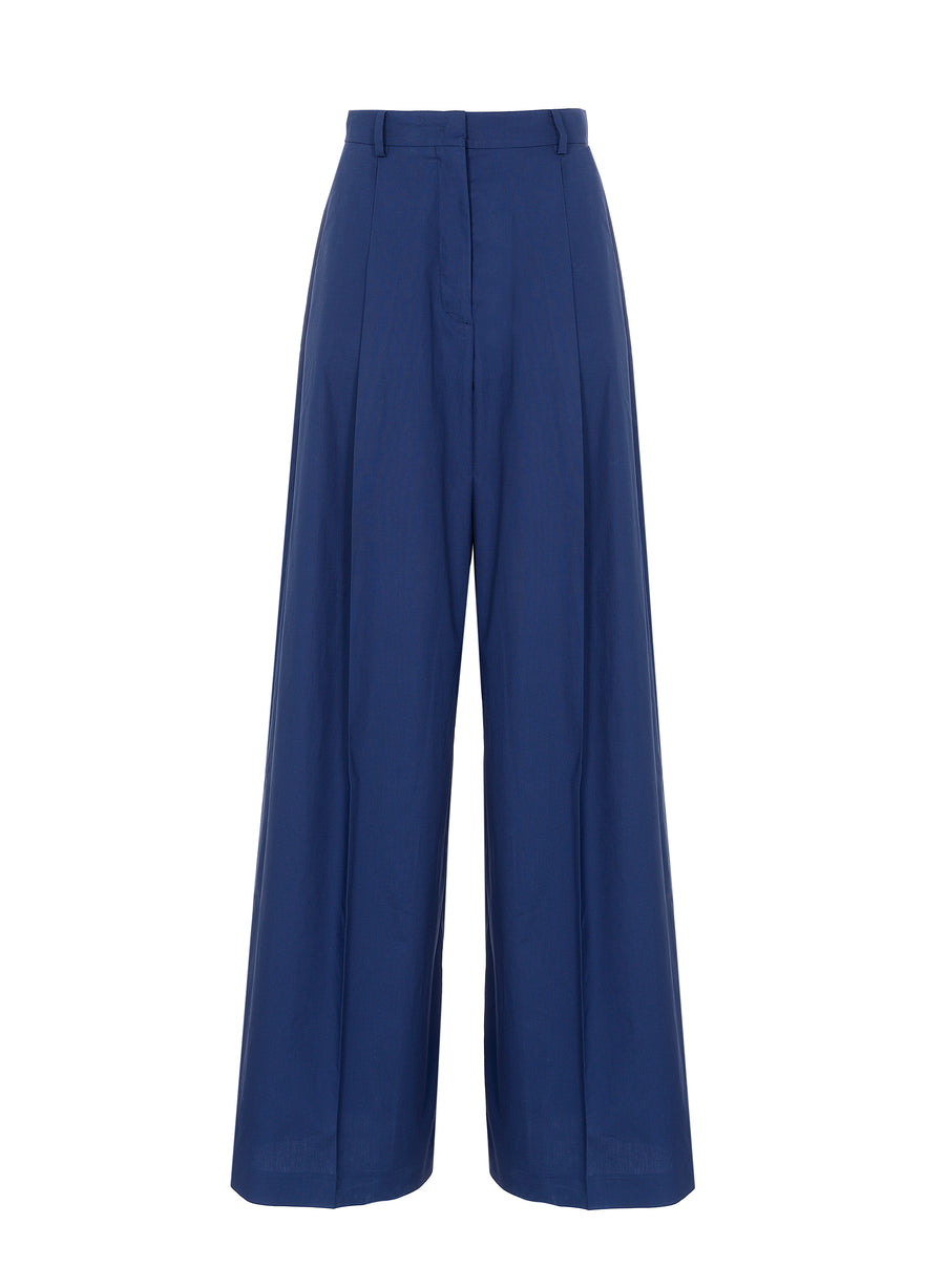 MANTU HIGH WAIST WIDE LEG TROUSERS IN NAVY