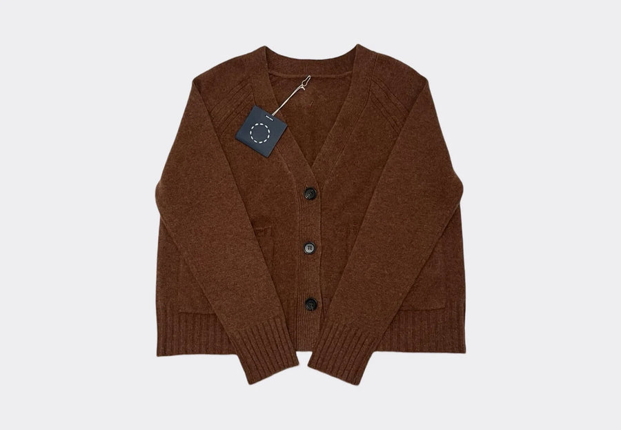 SPHERE ONE ALDOUS CASHMERE CARDIGAN IN HAZELNUT