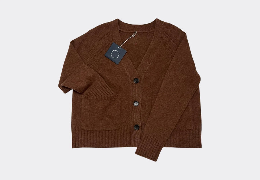 SPHERE ONE ALDOUS CASHMERE CARDIGAN IN HAZELNUT