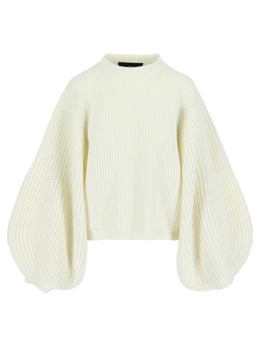 MR MITTENS BALLOON SLEEVE CREW NECK IN MOZZARELLA