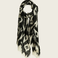 MIRROR IN THE SKY OPEN KNIT SHAWL PRINT IN BLACK & WHITE
