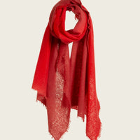 MIRROR IN THE SKY OPEN KNIT SHAWL DEGRADEE IN CHILI & FIERY